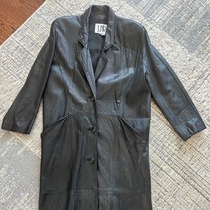 Vintage woman’s XS long leather trench coat